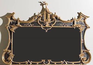 GEORGE III STYLE GILTWOOD OVERMANTEL MIRROR, IN THE CHINESE TASTE