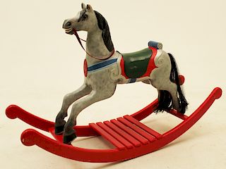 POLYCHROME CARVED WOOD ROCKING HORSE