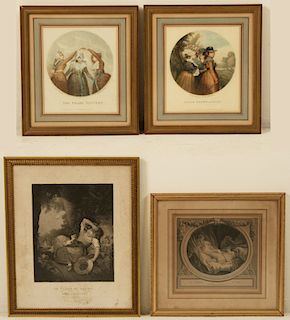 MISC. 4 PIECE LOT OF FRAMED FRENCH STEEL ENGRAVINGS