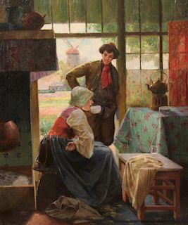 A. VANDER HESE, OIL ON CANVAS INTERIOR SCENE PAINTING