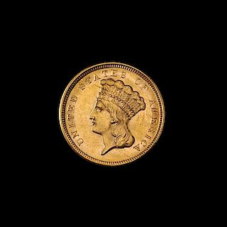 * A United States 1854 Indian Princess $3 Gold Coin