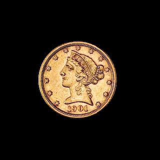 * A United States 1901-S Liberty Head $5 Gold Coin