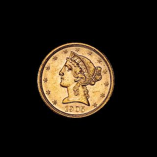 * A United States 1905 Liberty Head $5 Gold Coin