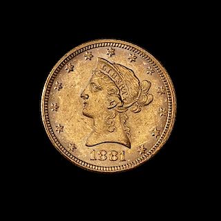 * A United States 1881 Liberty Head $10 Gold Coin