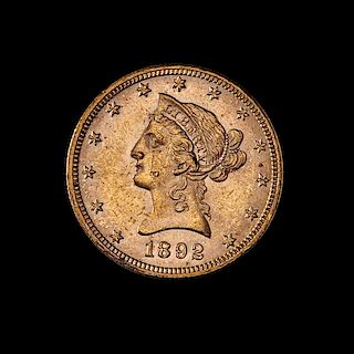 * A United States 1892 Liberty Head $10 Gold Coin