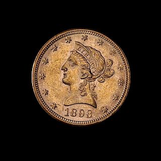 * A United States 1893 Liberty Head $10 Gold Coin
