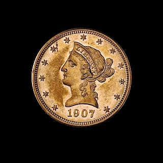 * A United States 1907-D Liberty Head $10 Gold Coin