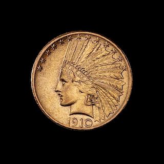 * A United States 1910-S Indian Head $10 Gold Coin