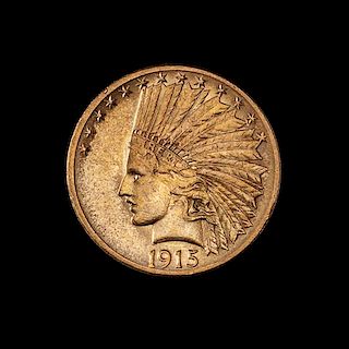 * A United States 1915 Indian Head $10 Gold Coin