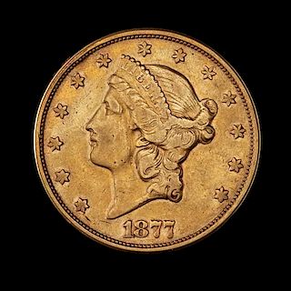 * A United States 1877-S Liberty Head $20 Gold Coin