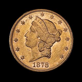 * A United States 1878-S Liberty Head $20 Gold Coin