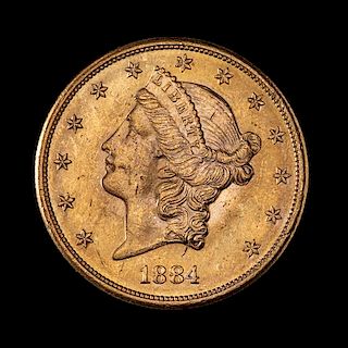 * A United States 1884-S Liberty Head $20 Gold Coin