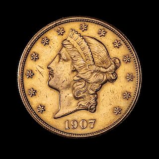 * A United States 1907-S Liberty Head $20 Gold Coin
