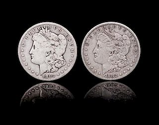 Two United States 1882-CC Morgan Silver Dollar Coins