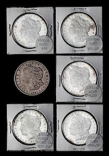 A Group of Five United States 1880-S Morgan Silver Dollar Coins