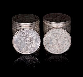 A Group of Thirty-Five United States Morgan Silver Dollar Coins