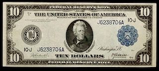 A United States Series 1914-J $10 Federal Reserve Note