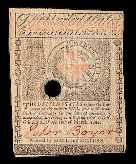A State of Massachusetts 5/5/1780 $2 Note