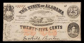 A State of Alabama 1863 25c Treasury Note