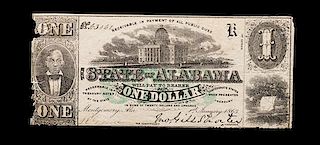 A State of Alabama 1863 $1 Treasury Note