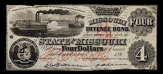 A State of Missouri 1861 $4 Defence Bond