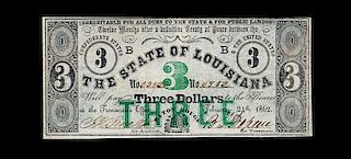 A State of Louisiana 1862 $3 Note