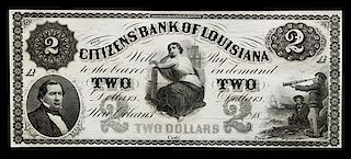 * Obsolete $2 Bank Note: Citizens' Bank of Louisiana