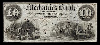 Obsolete $10 Bank Note: The Mechanics Bank of Memphis