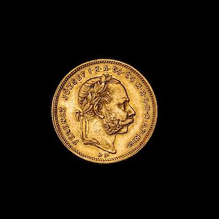 * An Austro-Hungarian Empire 1876 Franz Josef I 20 Franc/8 Forint Gold Coin