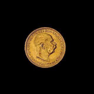 * An Austrian 1912-Dated 10 Corona Gold Coin