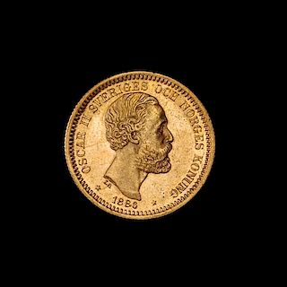* A United Kingdoms of Sweden & Norway 1886 Oscar II 20 Krona Gold Coin