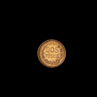 * A Republic of Mexico 1945-M 2 Peso Gold Coin