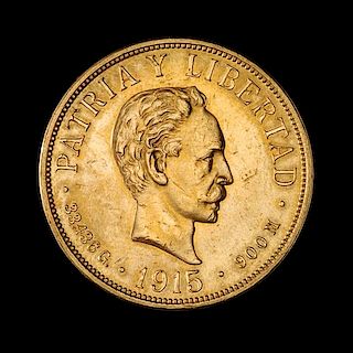 * A Cuba Republic 1915 20 Peso Gold Coin