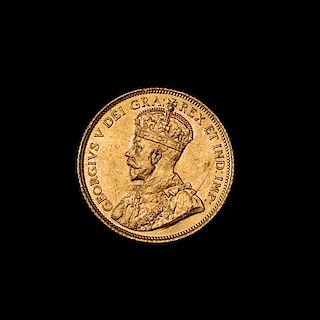 * A Canadian 1912 George V $5 Gold Coin