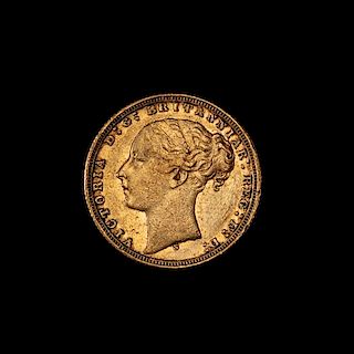 * A United Kingdom 1871-S Sovereign: Young Victoria-Sydney Mint Gold Coin