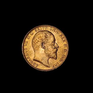 A United Kingdom 1906 Sovereign: Edward VII-London Mint Gold Coin
