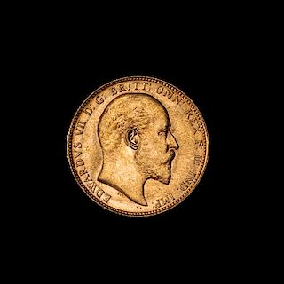 A United Kingdom 1908-P Sovereign: Edward VII-Perth Mint Gold Coin