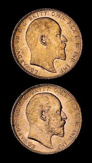 Two United Kingdom 1903 Sovereign: Edward VII-London Mint Gold Coin