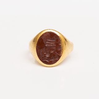 18k Gold Carnelian Intaglio Ring