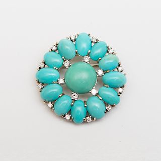 Bailey, Banks & Biddle Platinum, Turquoise and Diamond Brooch