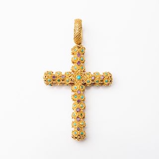 Georgian 14k Gold Filigree Cross Pendant
