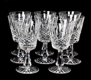 A Set of Eight Waterford Water Goblets, Height 6 5/8 inches.