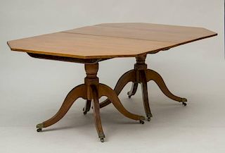 REGENCY STYLE MAHOGANY TWO-PEDESTAL DINING TABLE