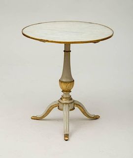REGENCY STYLE GREY-PAINTED AND PARCEL-GILT SIDE TABLE