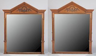 PAIR OF VICTORIAN CARVED OAK MIRRORS