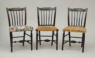 SET OF THREE FEDERAL BLACK-PAINTED AND PARCEL-GILT SIDE CHAIRS