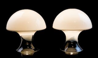 * Gino Vistosi, (Italian, 1925-1980), a pair of mushroom lamps