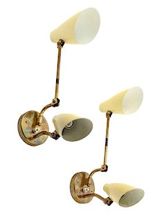 Manner of Stilnovo, Italy, c. 1960s, pair of articulated wall lamps