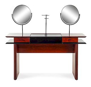 Post-Modern Vanity, Italy, c. 1980s, with two adjustable mirrors, jewelry-tree and storage