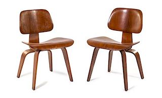 Charles and Ray Eames, (American, 1907-1978 | 1912-1988), Evans Products/Herman Miller, c. 1945 pair of early DCW chairs